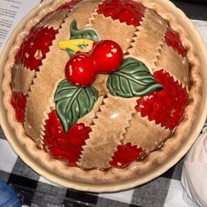 Vintage Cherry Pie Ceramic Dish